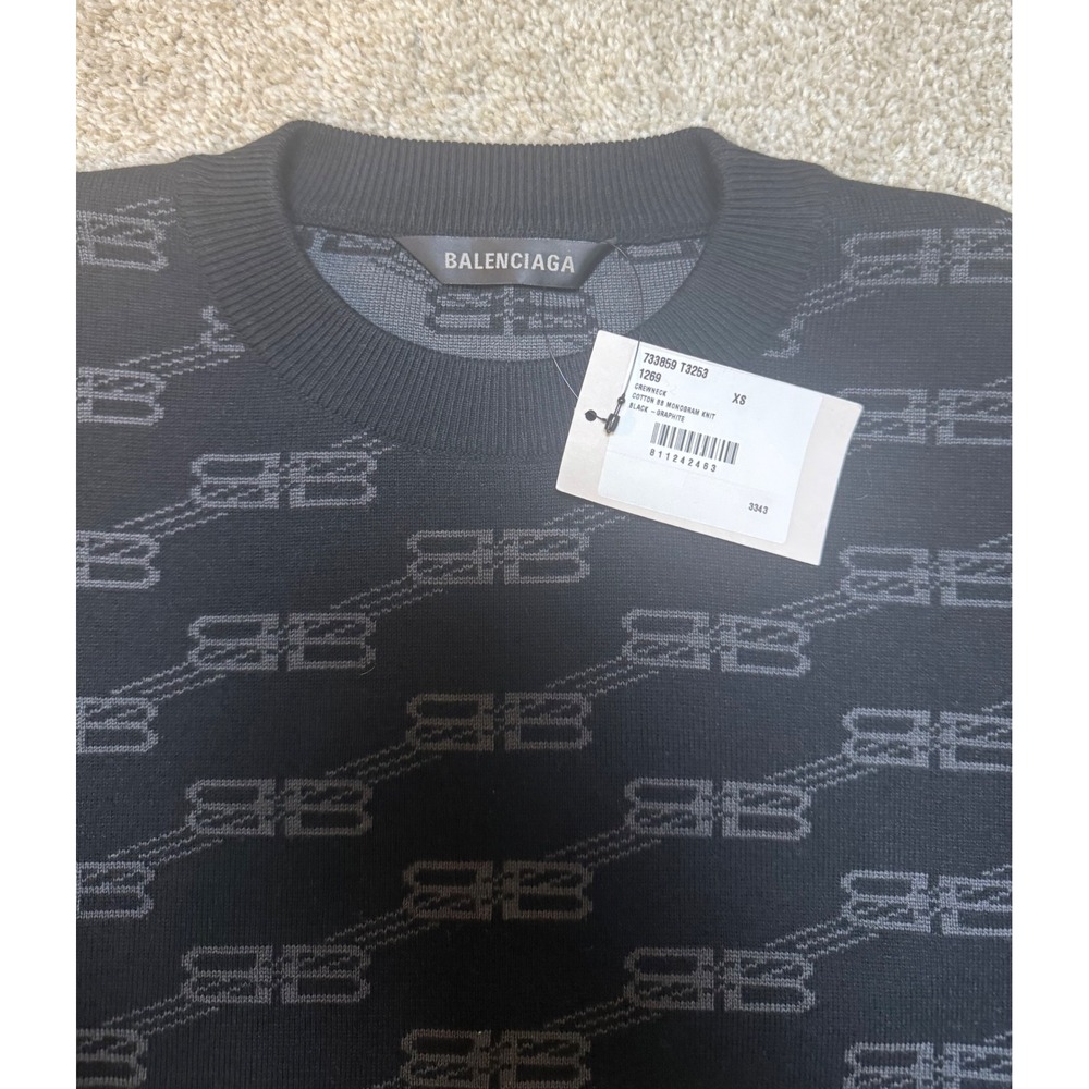 Balenciaga BB Monogram Wool Knit Sweater Fits Size M Brand New w/tags - Picture 3 of 4